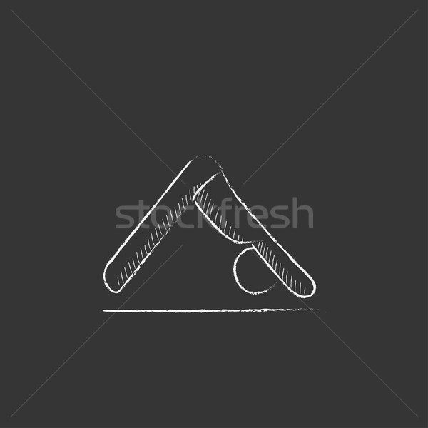 Stockfoto: Man · oefenen · yoga · krijt · icon