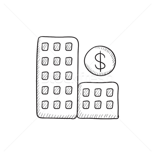 Condominium with dollar symbol sketch icon. Stock photo © RAStudio