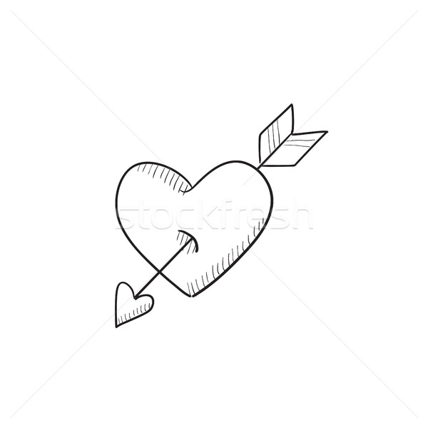 Heart pierced with arrow sketch icon. Stock photo © RAStudio