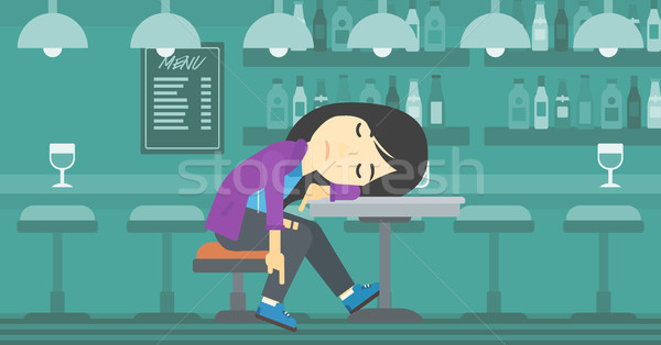 Drunk woman sleeping in bar. Stock photo © RAStudio
