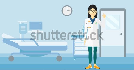 Woman lying in hospital bed vector illustration. Stock photo © RAStudio