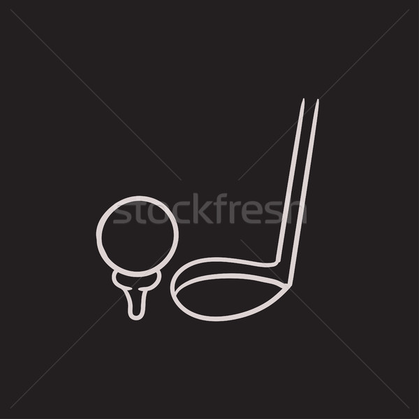 Golf ball and putter sketch icon. Stock photo © RAStudio