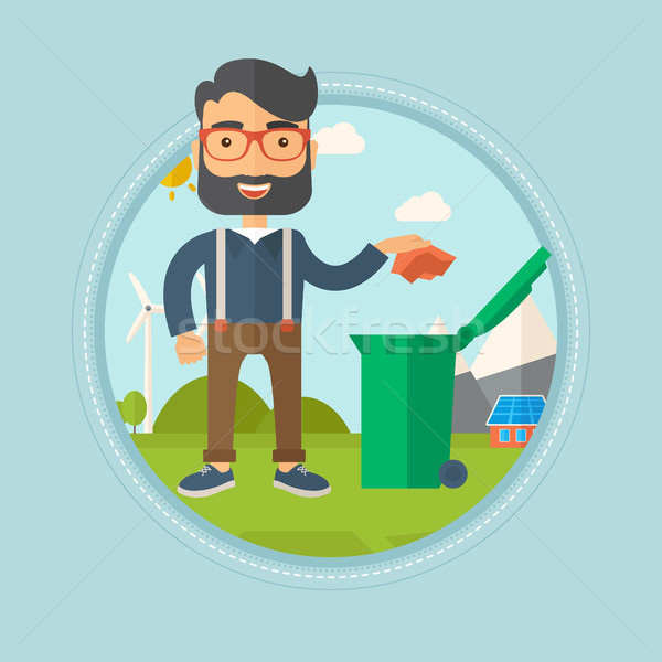 Man throwing away trash vector illustration. Stock photo © RAStudio