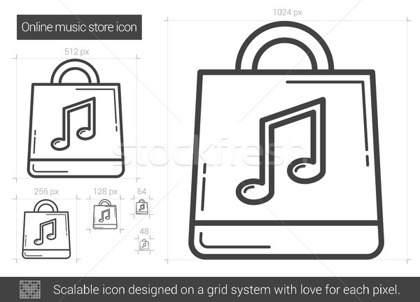 Stok fotoğraf: çevrimiçi · müzik · depolamak · hat · ikon · vektör