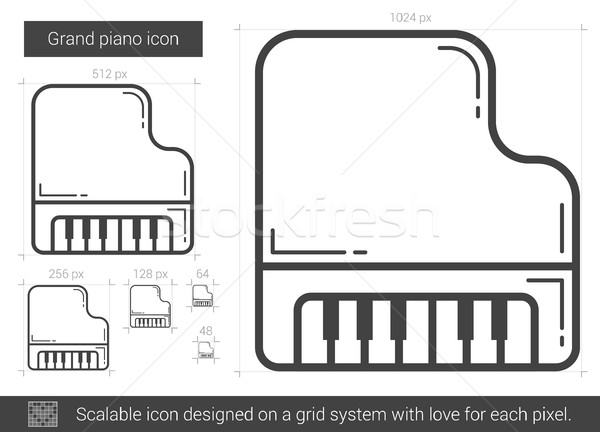 Piano à queue ligne icône vecteur isolé blanche [[stock_photo]] © RAStudio