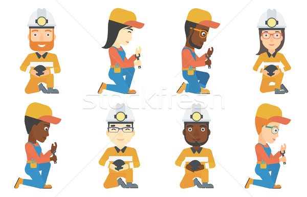 Vector set of miner and plumber characters. Stock photo © RAStudio