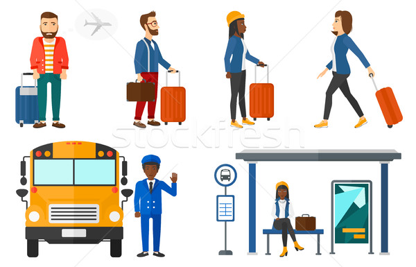 Transportation vector set with people traveling. Stock photo © RAStudio