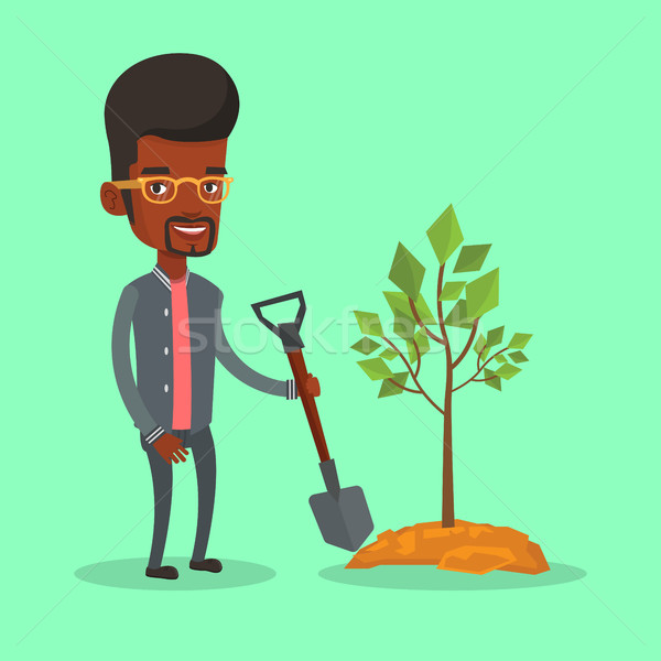 Man plants tree vector illustration. Stock photo © RAStudio