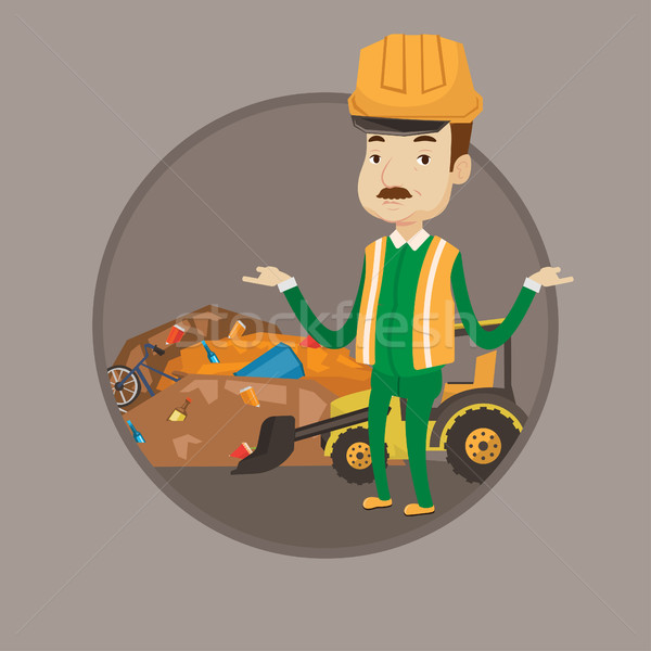 Stockfoto: Werknemer · bulldozer · permanente · armen · werken