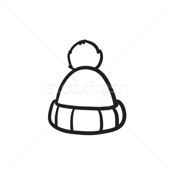 Stock photo: Knitted hat sketch icon.