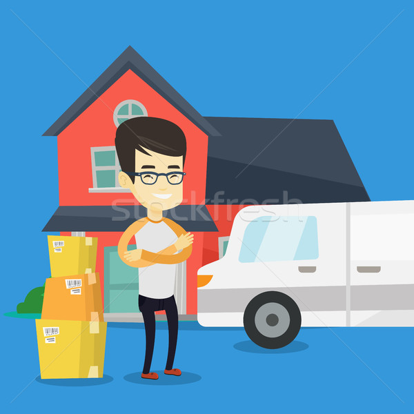 Man moving to house vector illustration. Stock photo © RAStudio