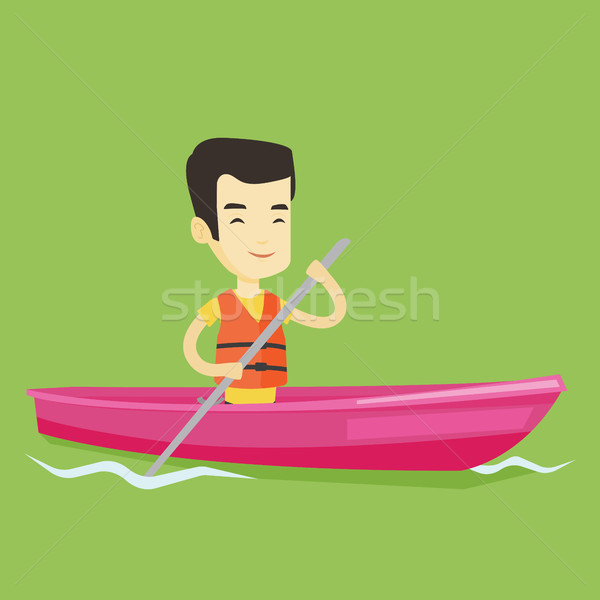 Man riding in kayak vector illustration. Stock photo © RAStudio