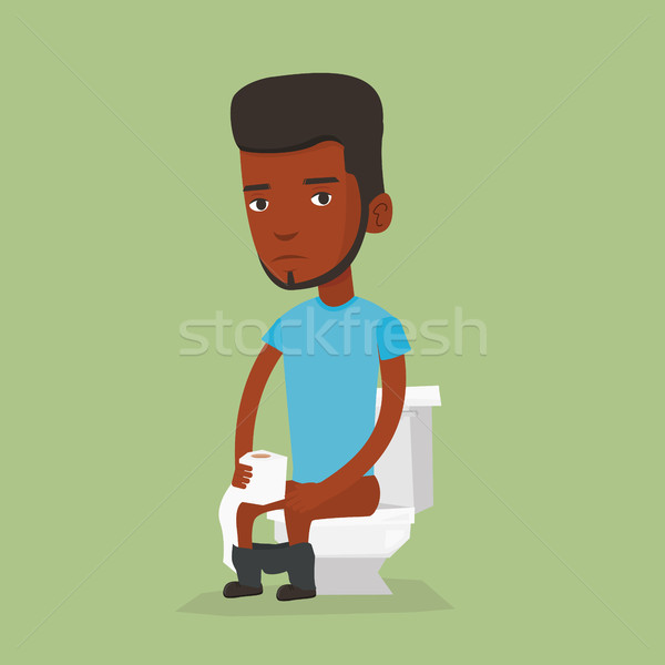Człowiek cierpienie biegunka zaparcie Afryki posiedzenia Zdjęcia stock © RAStudio