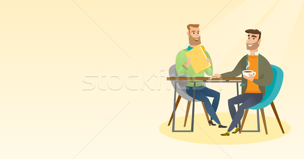 Dois empresários reunião de negócios falante potável café Foto stock © RAStudio