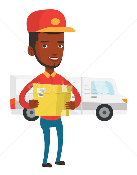 Delivery courier carrying cardboard boxes. Stock photo © RAStudio