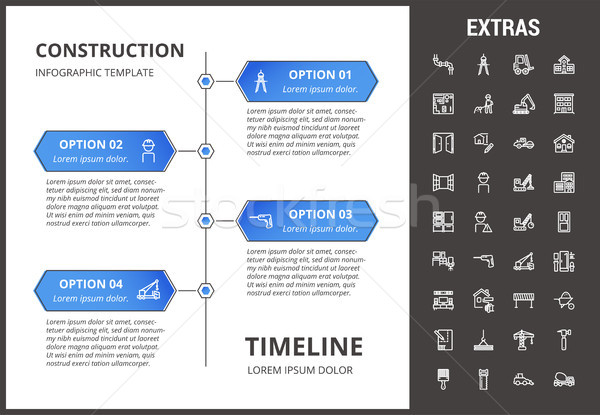 ストックフォト: 建設 · インフォグラフィック · テンプレート · 要素 · タイムライン · アイコン