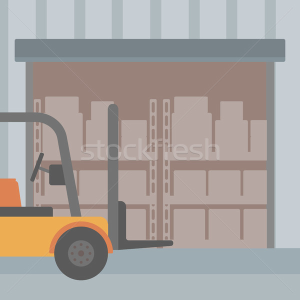 Background of forklift truck and cardboard boxes in warehouse. Stock photo © RAStudio