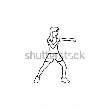Female boxer hand drawn outline doodle icon. Stock photo © RAStudio