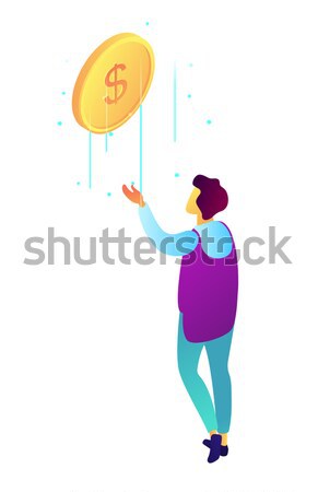 Business woman with hands up doing presenting gesture vector illustration. Stock photo © RAStudio