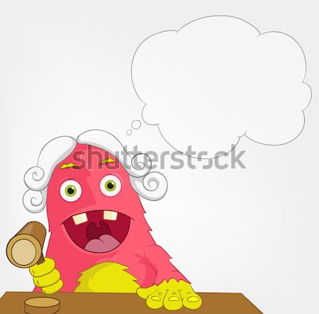 Funny Monster Richter Zeichentrickfigur isoliert grau Stock foto © RAStudio