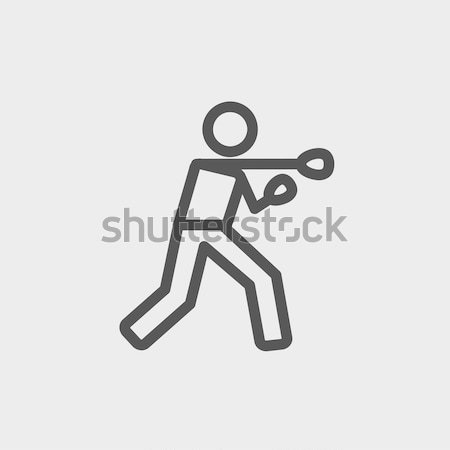 Boxing man punch thin line icon Stock photo © RAStudio