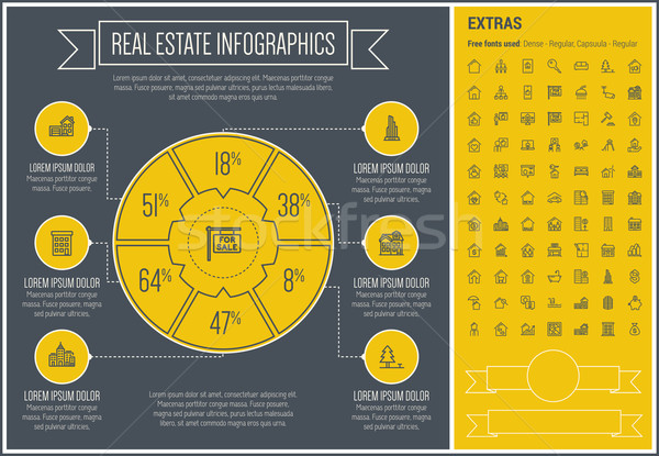 Stock fotó: Ingatlan · vonal · terv · infografika · sablon · elemek