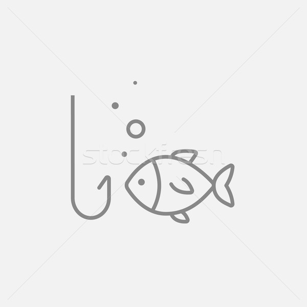 Fisch Haken line Symbol Web mobile Stock foto © RAStudio