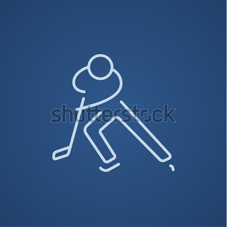 Hockey player line icon. Stock photo © RAStudio