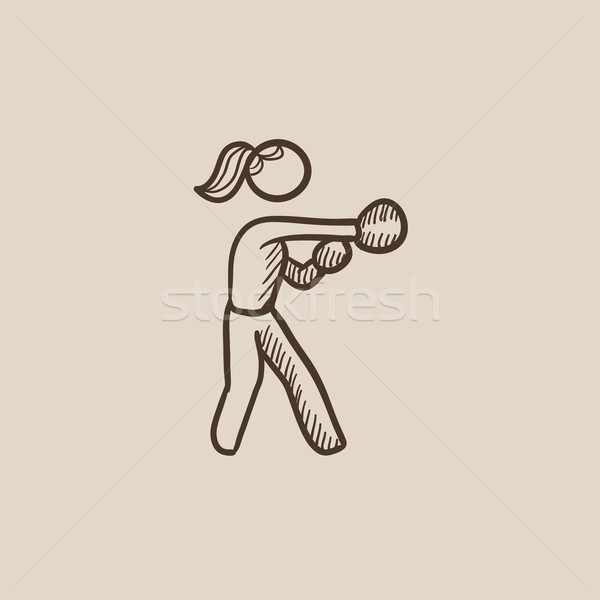 Female boxer sketch icon. Stock photo © RAStudio
