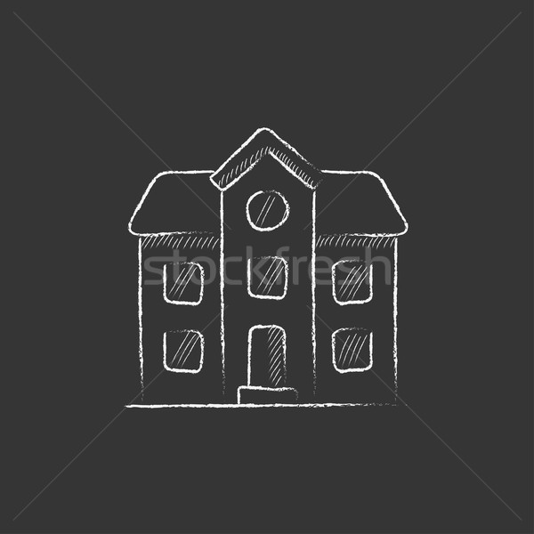 Two storey detached house. Drawn in chalk icon. Stock photo © RAStudio