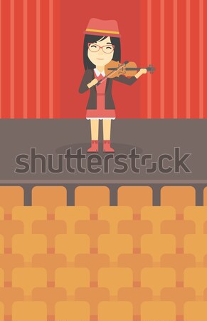 Nő játszik hegedű színpad vektor terv Stock fotó © RAStudio