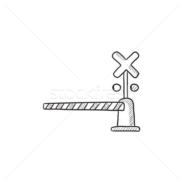 Stock photo: Railway barrier sketch icon.