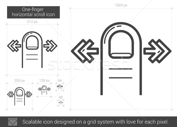 Stock photo: One-finger horizontal scroll line icon.