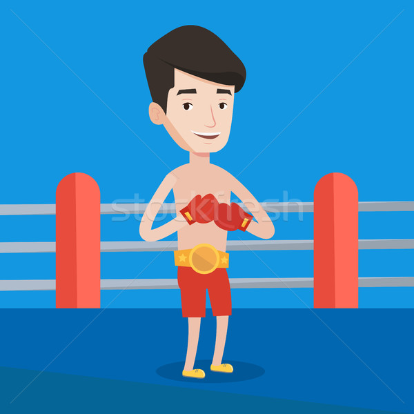 Confident boxer in the ring vector illustration. Stock photo © RAStudio