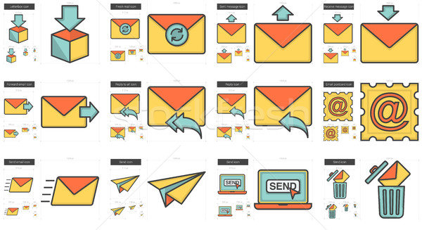 Email line icon set. Stock photo © RAStudio