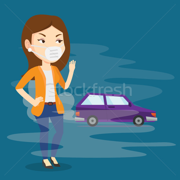 Aire contaminación vehículo agotar mujer pie Foto stock © RAStudio