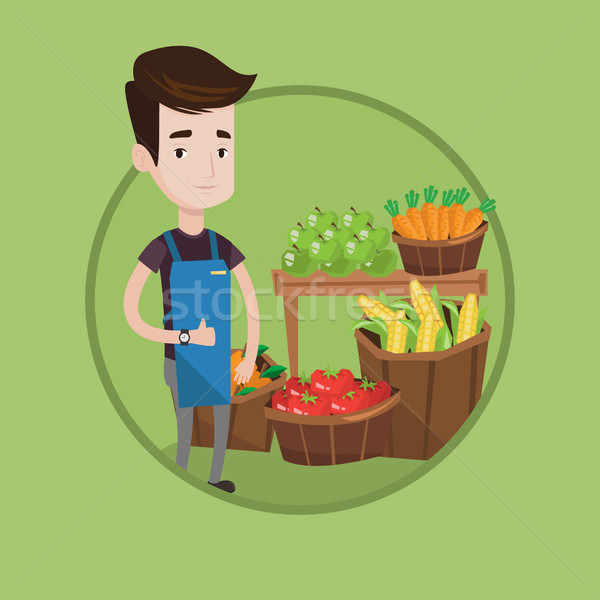 Friendly supermarket worker vector illustration. Stock photo © RAStudio