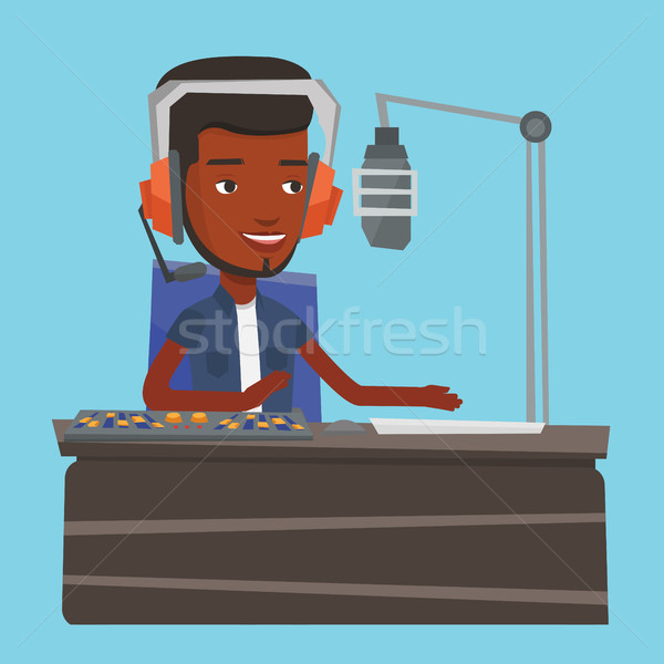 Male dj working on the radio vector illustration Stock photo © RAStudio