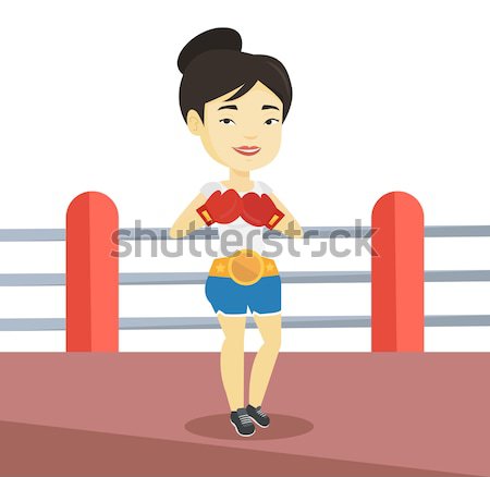 Confident boxer in the ring vector illustration. Stock photo © RAStudio