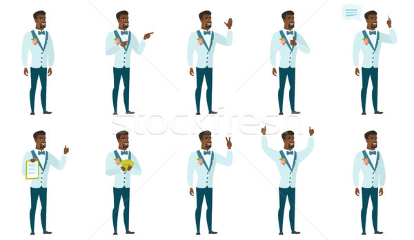 Vector set of illustrations with groom character. Stock photo © RAStudio