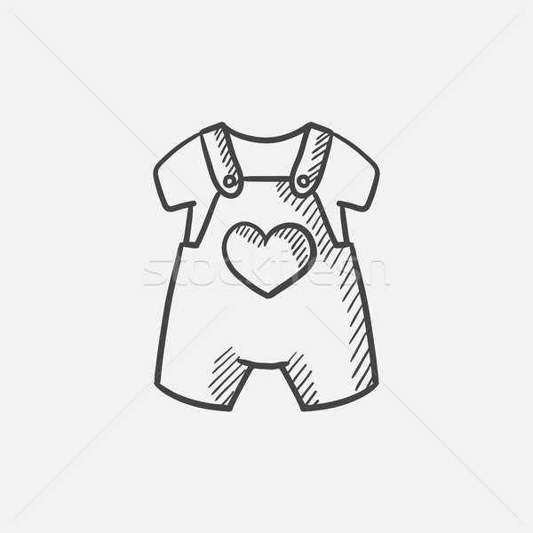 Stock photo: Baby overalls and shirt sketch icon.