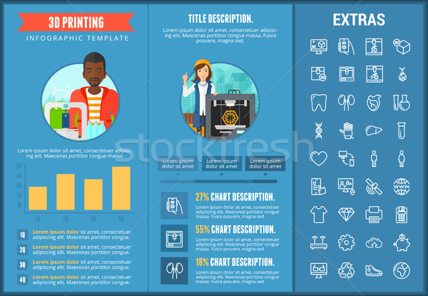 3D nyomtatás infografika sablon elemek ikonok Stock fotó © RAStudio