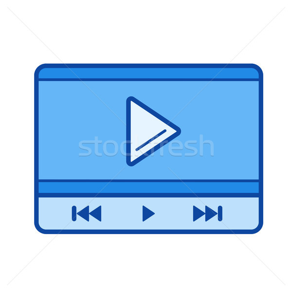 Video speler interface lijn icon vector Stockfoto © RAStudio