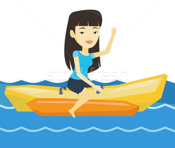 Tourists riding a banana boat vector illustration. Stock photo © RAStudio