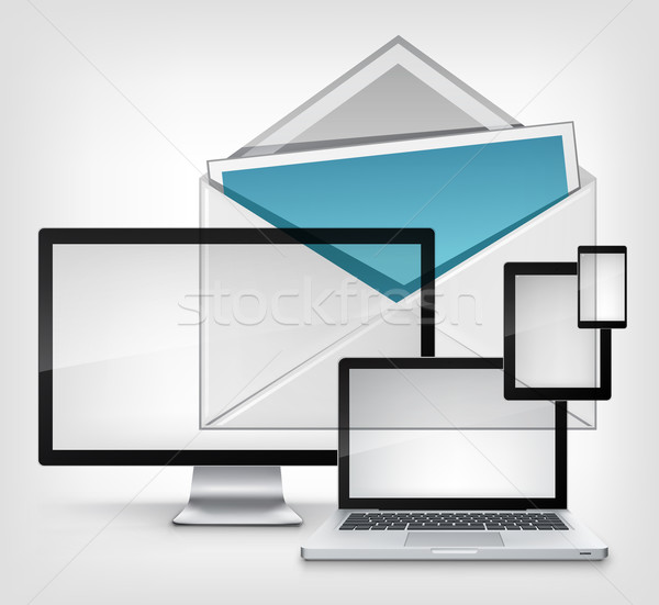 Foto stock: Mail · gris · vector · Internet · portátil