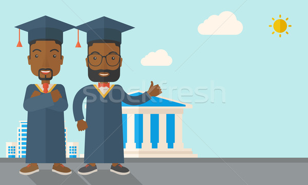 Two black men wearing graduation cap. Stock photo © RAStudio