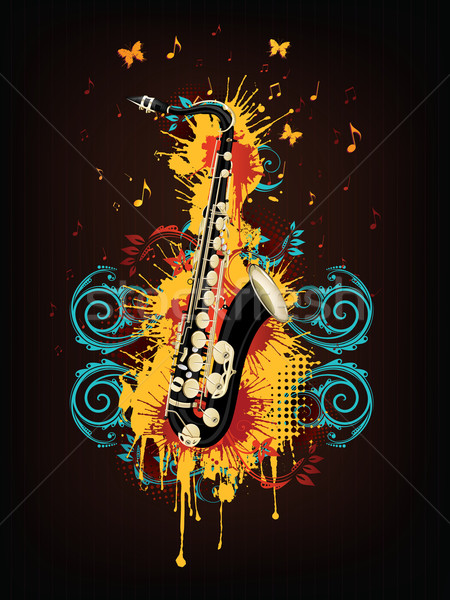 Saxofoon abstract swirl retro muziek concert Stockfoto © RAStudio
