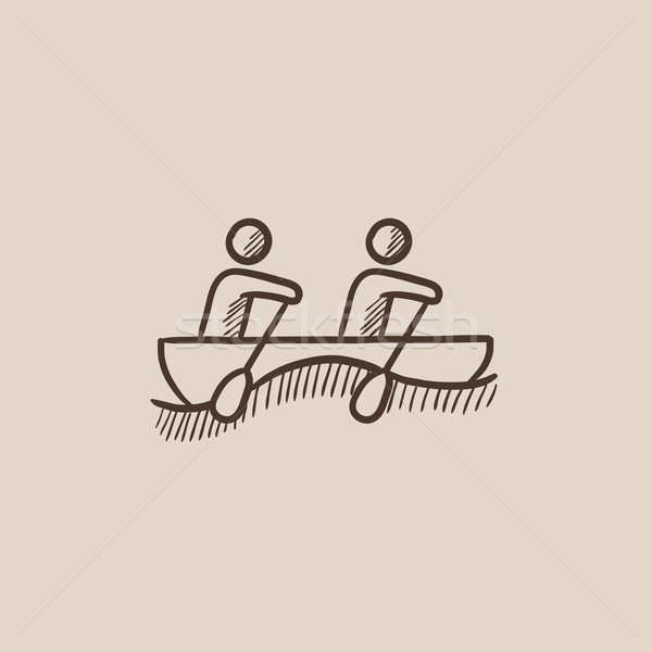 Tourists sitting in boat sketch icon. Stock photo © RAStudio