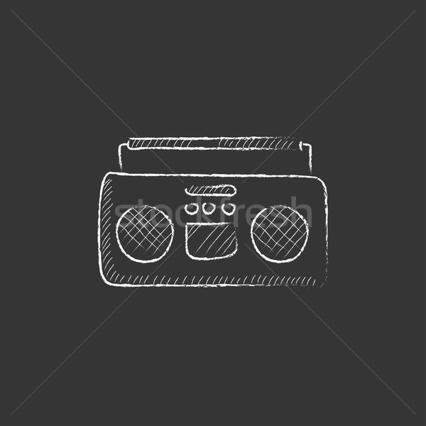 Radio cassette player. Drawn in chalk icon. Stock photo © RAStudio