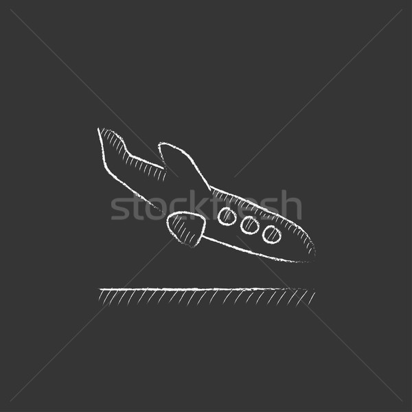 Landing aircraft. Drawn in chalk icon. Stock photo © RAStudio